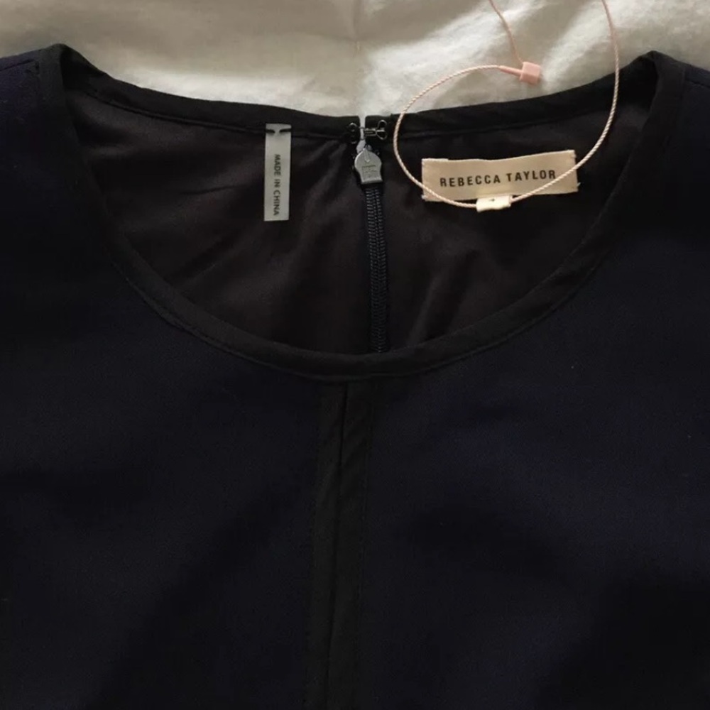 Rebecca Taylor Navy and Black Lace Sleeve Sheath Dress - Picture 4 of 7